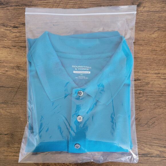 Golf Polo Performance Shirt Mens Sz XL Teal Nautical Coastal Roundtree & Yorke - Picture 9 of 9